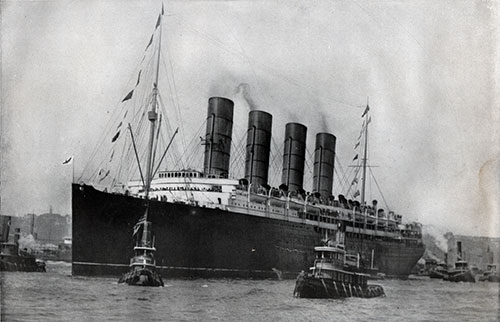 The Cunard Liner RMS Lusitania Leaving Her Pier at New York.