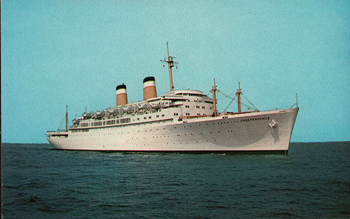 Front Side of Color Postcard of the SS Independence of the American Export Lines. nd circa 1951.
