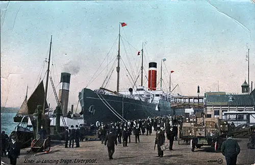 Allan Line Steamship at Liverpool Landing Stage 1913