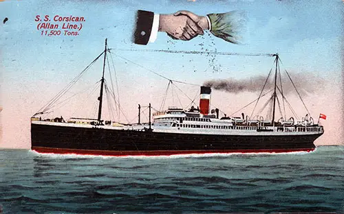 Allan Line S.S. Corsician Hands Across The Sea