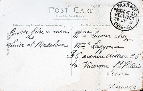 Back Side of R.M.S. Corsican of the Allan Line to Canada