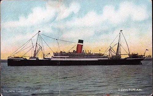 The New Turbine Allan Liner SS Victorian, circa 1904. Art Publishing Company, Glasgow.