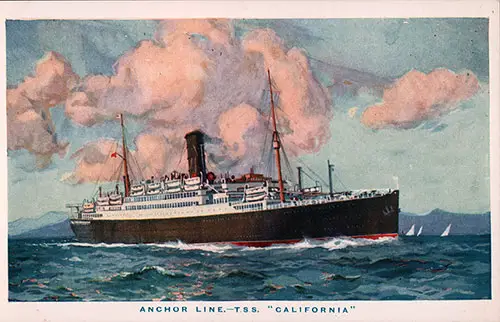 Postcard: Anchor Line TSS California, 1931