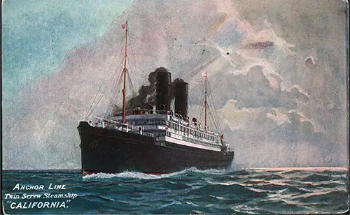 Postcard: Anchor Line TSS California, 1914