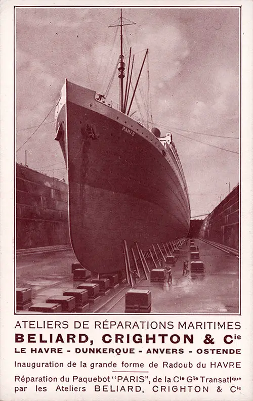 View of the SS Paris After Refitting circa 1929 by Beliard, Crighton & Company.