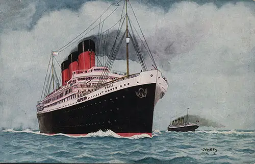 Colorized Salmon Series Postcard #2675 Paiting of the SS Paris of the CGT French Line. nd, circa 1925.