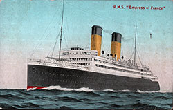 GGA Image ID # 15b1c9249d Vintage Postcard Features a Color Painting of the RMS Empress of France (1913) at Sea.
