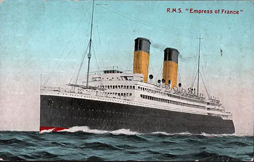 Postcard of the RMS Empress of France of the Canadian Pacific Line.