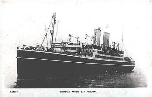 Vintage Postcard S,15156 Features a Black & White Photograph of the Canadian Pacific SS Melita.