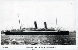Front Side, Black & White Photograph Adorns This Postcard of the RMS Laconia of the Cunard Line.