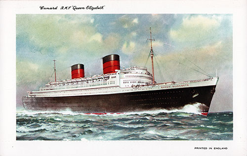 Cunard RMS Queen Elizabeth Postcard/Lettercard, c1946.
