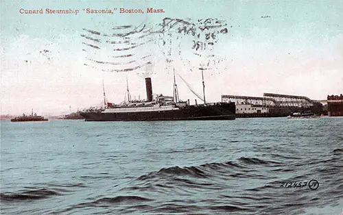 Colorized Photo Image of the Cunard Steamship Saxonia, Boston, MA. Circle JV PC # 212453