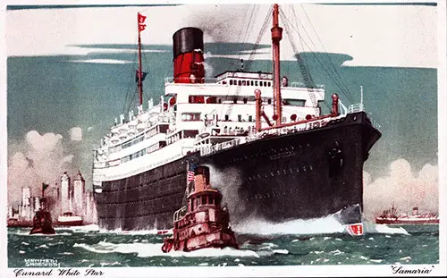 Color Postcard of the Cunard White Star Liner RMS Samaria. c1935.