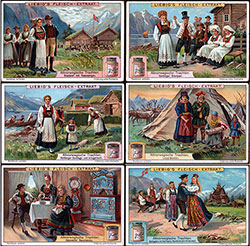 Composite of Fplk Costume Trading Cards from Liebig's Fleisch - Extrakt