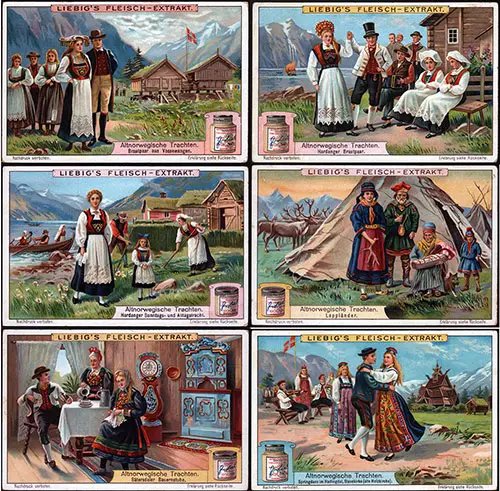 Composite of Fplk Costume Trading Cards from Liebig's Fleisch - Extrakt