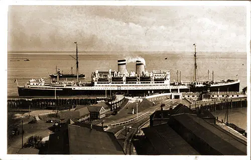 The SS New York of the Hamburg-America Line Docked at Cuxhaven circa 1930.