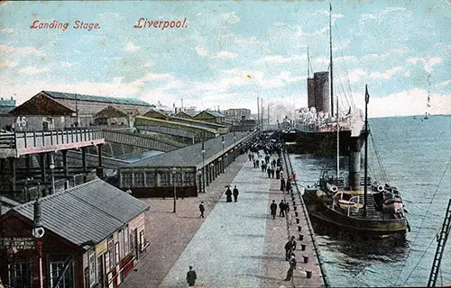 A Tugboat and Steamship Are Secured to the Landing Stage