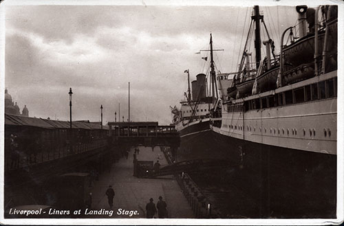 Real Photograph of Ocean Liners at Liverpool Landing Stage