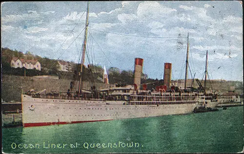 Ocean Liner at Queenstown, Colorized Photograph from Postcard.