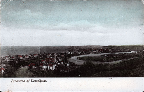 Panorama of Trondhjem from a Postcard dated 24 July 1908.