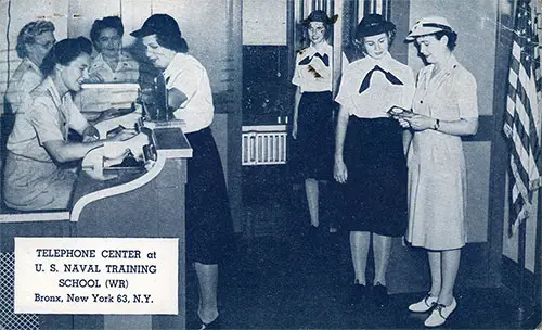 Photo Postcard of the Telephone Center at the Us Naval Training School (Wr) in Bronx, New York. Postally Used 7 December 1943.