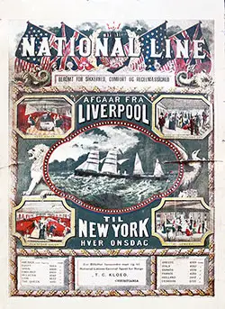 National Steam Navigation Company (National Line) Poster circa 1890s.