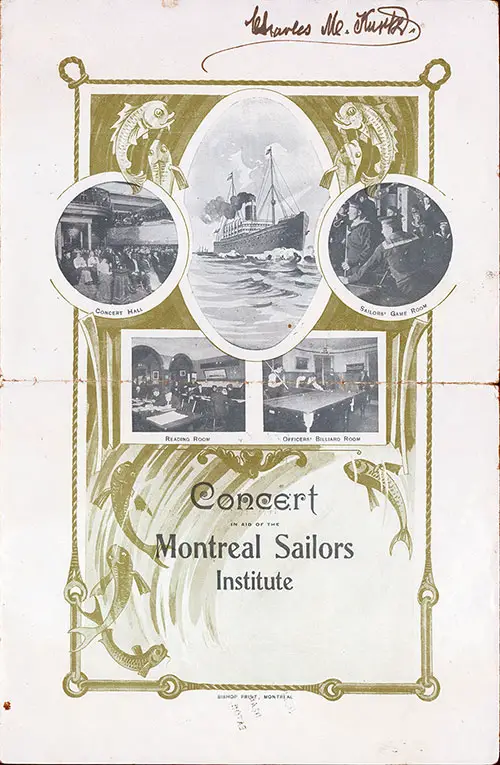 Front Cover, Grand Charity Concert, RMS Hesperian, Allan Line, 1908