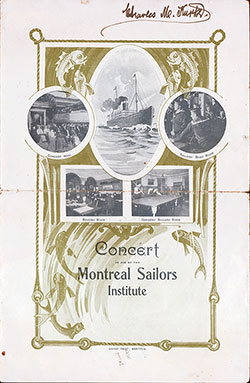 Front Cover, Grand Charity Concert, RMS Hesperian, Allan Line, 1908