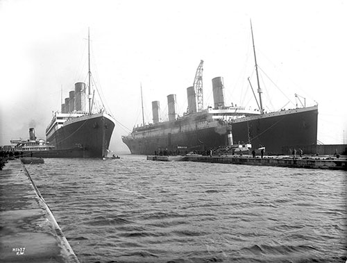 The White Star Liners Olympic and Titanic Side by Side