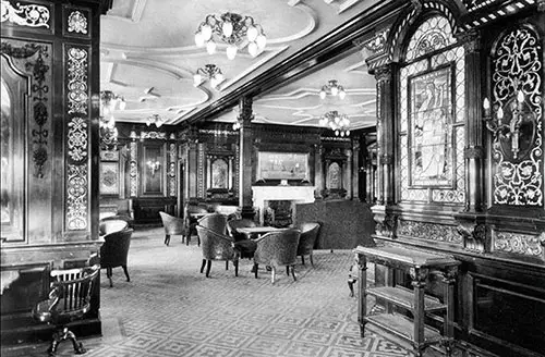 View of the First Class Smoking Room on the Titanic.
