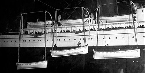 Lifeboats from the Ill-Fated RMS Titanic Being Lowered from the Carpathia After Reaching New York - 18 April 1912