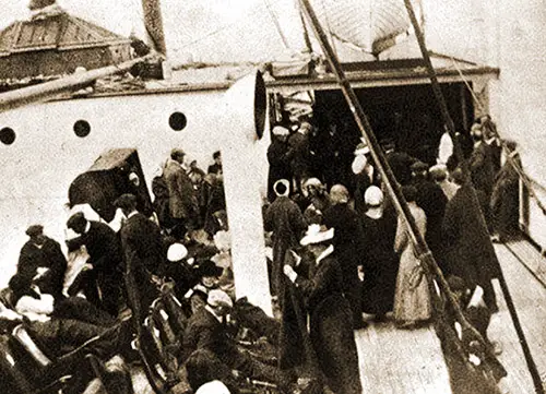 Survivors of the RMS Titanic on the Deck of the Carpathia.