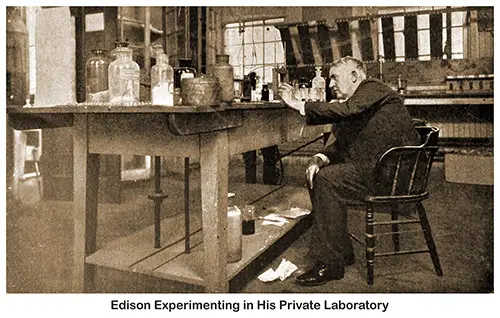 Edison Experimenting in His Private Laboratory.