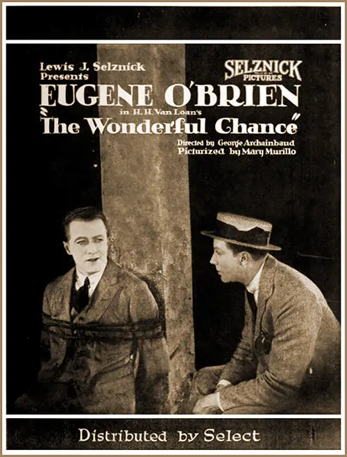 Movie Poster for "The Wonderful Chance," Starring Eugene O'Brien and Rudolph Valentino, 1920.