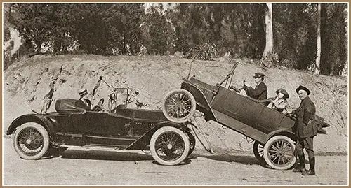 Staging an Automobile Wreck. Behind the Screen With the Director and Cameraman.