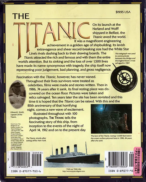 Back Cover, The Titanic: The Extraordiary Story of the Unsinkable Ship - 1997