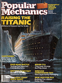Front Cover of the Popular Mechanics Magazine for January 1986 Featuring the RMS Titanic