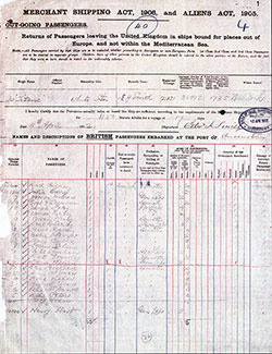 Page 1 of Manifest for Outgoing Passengers from Queenstown to New York dated 11 April 1912