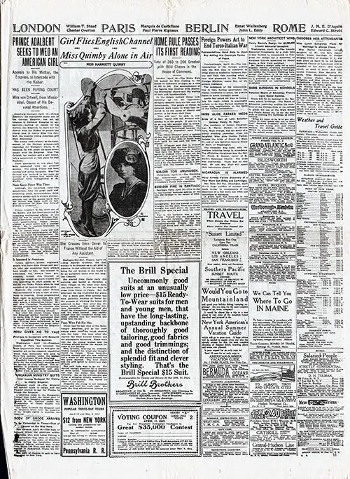 Page 11 of the New York American fro 17 April 1912. Featured Article: Prince Adelbert Seeks to Wed An American Girl.