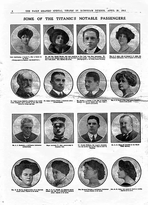 Page 4 of The Daily Graphic Titanic In Memoriam Number Focused on Some of the Titanic's Notable Passengers