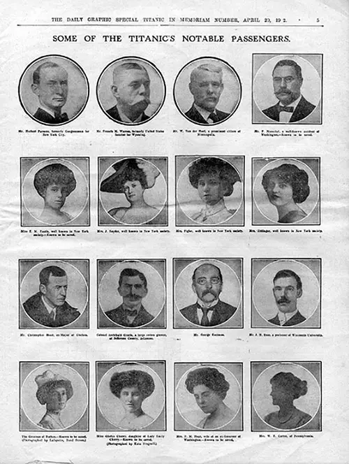 Page 5 of The Daily Graphic Titanic In Memoriam Number Focused on Some of the Titanic's Notable Passengers