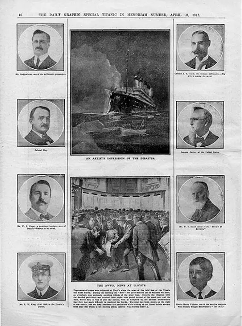 Page 16 of The Daily Graphic Titanic In Memoriam Number Photos Included.