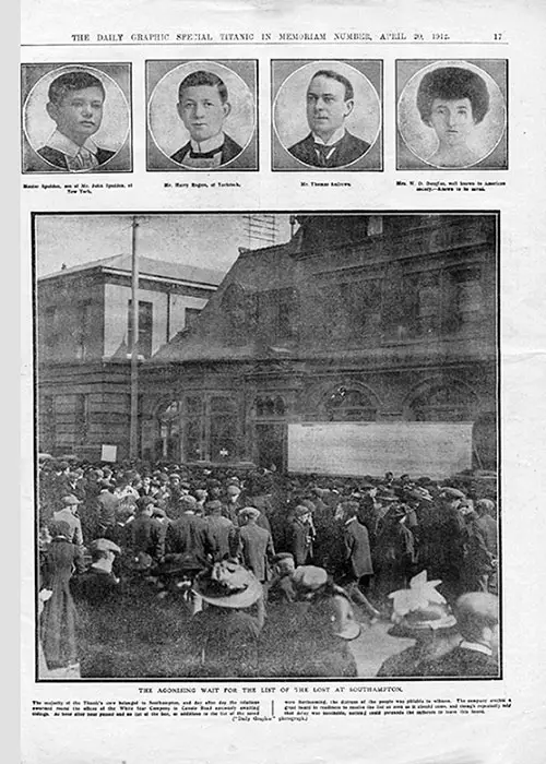 Page 17 of The Daily Graphic Titanic In Memoriam Number Photos Included.