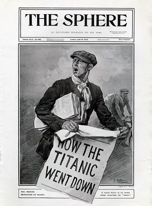 Front Page, How the Titanic Went Down. the Modern Messenger of Death: A Typical Bearer of the Fateful Tidings Concerning the Titanic.
