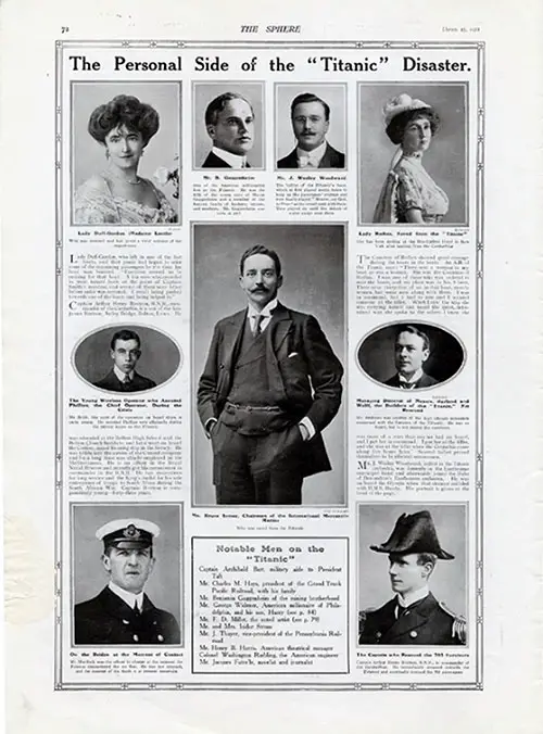 The Personal Side of the Titanic Disaster. Notable Passengers