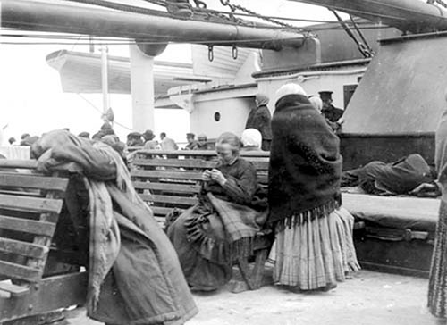 Third Class / Steerage Passengers on the RMS Titanic / Olympic on the Third Class Promenade Deck