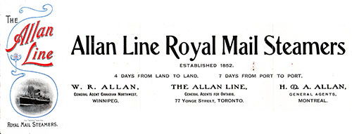 Passenger Lists - Allan Line - Available at the Archives