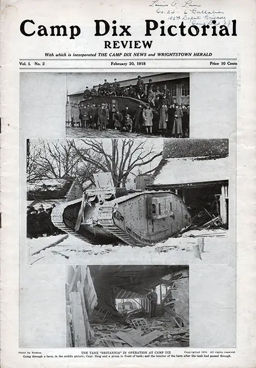 Example of a Camp Newspaper, The Camp Dix Pictorial Review from 20 February 1918.
