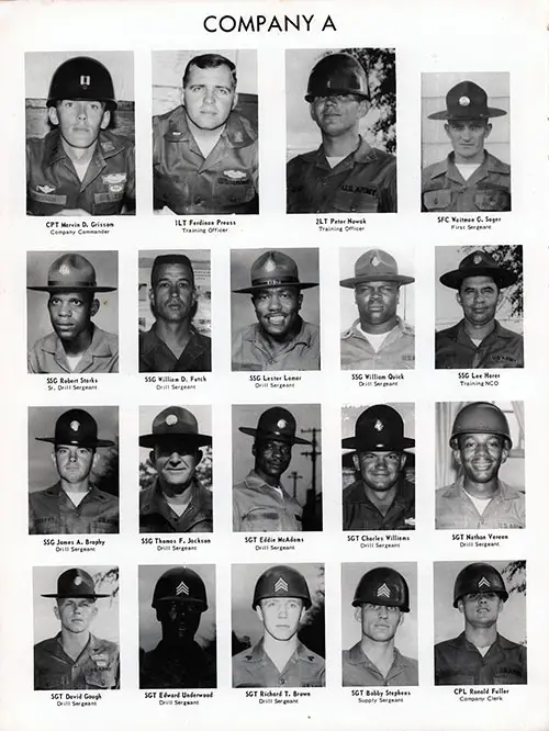 Company A 1968 Fort Benning Basic Training Leadership, Page 2.