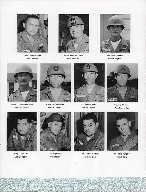 Company A 1963 Fort Jackson Basic Training Leadership, Page 2.